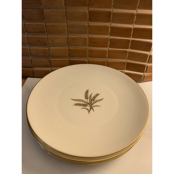 Vintage Lenox Harvest Wheat Lot of 4 Dinner Plates Gold Trim - Picture 4 of 11